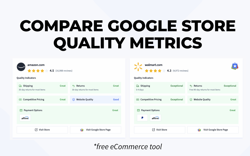 Compare Google Store Quality Ratings
