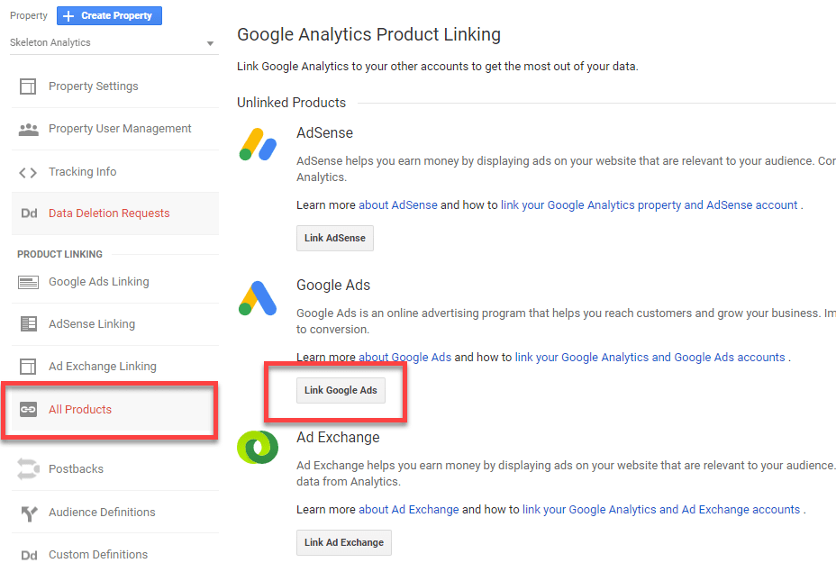 Linking Google Ads with Google Analytics